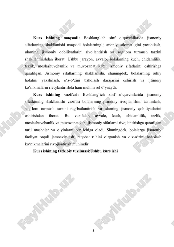 ni kamaytirish va umumiy jismoniy tayyorgarlikni oshirishda yordam beradi. har qanday sport turida kuchning ahamiyati turlicha bo'lishi mumkin: masalan, yengil atletikada kuchning tezligi, kuch sportlarida esa kuchning o'zi ko'proq ahamiyatga ega. shuning uchun jismoniy tarbiya va sport mashg'ulotlarida kuchni oshirishga qaratilgan treninglar muhim ahamiyatga ega. chidamlilik — bu organizmning uzoq vaqt davomida jismoniy yuklarni qabul qilish qobiliyatidir. chidamlilik, shuningdek, sportchilar uchun zaruriy sifat bo'lib, ularning uzoq masofalarda yaxshiroq natijalarga erishishlariga yordam beradi. uzoq vaqt davomida faoliyat yuritish qobiliyati, masalan, marafon yugurishda, velosipedda yurishda yoki suzishda juda muhimdir. chidamlilikni oshirish uchun muntazam mashg'ulotlar va turli xil jismoniy faoliyat turlari bilan shug'ullanish zarur. shuningdek, yaxshi chidamlilik umumiy salomatlikni yaxshilash va stressli vaziyatlarda o'zini yaxshi his qilish imkonini beradi. tezlik — harakatning bajarilish tezligini anglatadi. tezlik sportda muhim ahamiyatga ega, chunki ko'plab sport turlarida muvaffaqiyat tezlikka bog'liq. tezlikni oshirish orqali sportchilar raqobatlashish qobiliyatini oshiradilar va o'z maqsadlariga erishish imkoniyatini yaxshilaydilar. tezlikni rivojlantirish uchun …