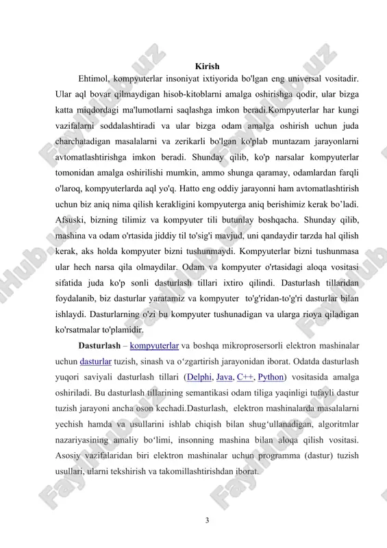 nglamani aylana va parabola tenglamalariga ajratib ularning kesishish nuqtasining berilgan tenglamaning yechimi ekanligini isbotlagan edi. uning koordinitalar sistemasidagi o’qlar chapdan o’ngga va yuqoridan pastga qarab yo’naltirilgan 1. quyidagi kubik tenglamani yechish (1) yechish. (1) tenglamani aylana va parabolalar yordamida shaklga keltiramiz: demak dan , ya’ni (1*) ni hosil qilamiz. (1*) tenglamani yechish tenglamalar sistemasini yechishga olib kelinadi. sistemadagi tenglama tekislikda aylana, ikkinchisi parabola bo`lib, ularning grafiklarini sxematik ko`ramiz. (2*) yechish. umar hayyom (2*) ko`rinishdagi tenglamani quyidagi parabola va teng tomonli giperbolaning chap tarmog`i yordamida yechishga erishadi. umar hayyom (2`) sistemadagi egri chiziqlarni qurishda ko`p hollar ro`y berishini aytadi. jumladan, egri chiziqlar kesishmasligi mumkin. yana bir hol, giperbola o`ng tarmog`i parabolaning uchidan o`tib, parabolaning yana bitta nuqtasidan o`tgan holni e’tiborga olmaydi, bu holda ildiz manfiy ekanligidan yechim yo`q deyiladi. ammo 2-rasmdan ko`rinadiki (2) tenglama bitta manfiy ildizga, ikkita mavhum ildizga ega. (2) tenglamaning yechimlarini qurishda quyidagi hollarni ham e’tiborga oladi 3- …