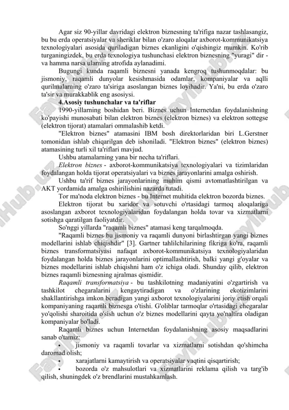 eng yirik elektronika, bolalar uchun mahsulotlar va ko'plab mashhur uy mahsulotlarini sotuvchisi bo'lib, u faol onlayn sotuvlar bilan ishlaydi. 30 dan ortiq mamlakatda 11000 supermarketga egalik qiladi. walmart - bu uy-ro'zg'or buyumlari, turli xil oziq-ovqat mahsulotlari, turli xil uy-ro'zg'or buyumlari va boshqalarni sotadigan global onlayn chakana savdo. 3. ebay.comz (shtab-kvartirasi san-xose, kaliforniya). ebay.com kompaniyasi dunyodagi 30 dan ortiq mamlakatlarda o'z vakolatxonalari (filiallari) bo'lgan eng yirik onlayn kim oshdi savdosini o'tkazmoqda. bu sayyoradagi eng yirik elektron bozor va deyarli hamma narsani sotadi. 3.xitoyda raqamli biznes xitoydagi raqamli biznesning istiqbollari katta, chunki mamlakat dunyodagi eng ko'p internet foydalanuvchisi - taxminan 620 million odam, umumiy aholisi 1,370 milliarddan oshiq. bugungi kunda xitoyning raqamli biznesi savdo-sotiqning boshqa tarmoqlariga qaraganda 3 baravar tezroq o'sib bormoqda va allaqachon sotuvlar umumiy sonining 10 foiziga teng. va xaridorlar sonining ushbu o'sish tendentsiyasi davom etishda davom etib, hali maksimal darajaga yetgani yo'q. eslatib o'tamiz, 2010 yilda xitoylik raqamli biznesdan …