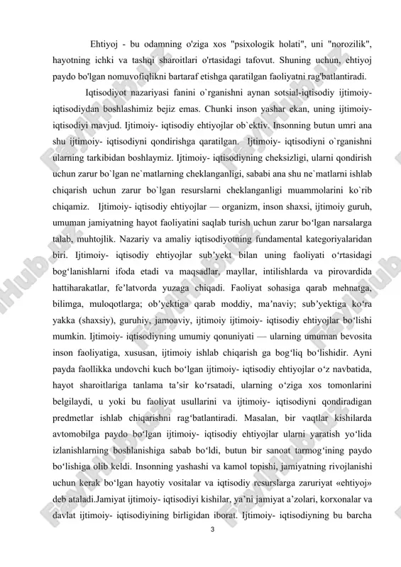 chegarasizdir. jamiyat ijtimoiy- iqtisodiyida kishilarningijtimoiy- iqtisodiyi asosiy va belgilovchi rol o‘ynaydi. кishilarning barcha hayotiy ijtimoiy- iqtisodiyi (iqtisodiy, ijtimoiy, madaniy, ma’naviy, siyosiy ijtimoiy- iqtisodiy) orasida ijtimoiy-iqtisodiy ijtimoiy- iqtisodiy ehtiyojlar alohida o‘rin tutadi. bu ijtimoiy- iqtisodiy ehtiyojlar kishilarning yashashi, mehnat qilishi va hayot kechirishi uchun zarur bo‘lgan moddiy ne’matlardan hamda xizmatlardan iborat bo‘ladi. aholi daromadlarining o’zgarishi-ijtimoiy- iqtisodiyni qondirish vositasi sifatida. aholi daromadlari – barcha aholiga tegishli pul va natural (mahsulot shaklida) tushumlar hamda koʻrsatilgan bepul xizmatlar summasi; aholining milliy daromaddagi hissasi. aholining jami turdagi daromadlari manbai – ish haqi, pensiya, stipendiya, nafaqalar, mu-kofot, foyda, dividend, zayom va lotereya yutugʻi, bank toʻlagan foiz puli, koʻchmas mulkdan kelgan renta toʻlovi va ija-ra puli, sugʻurta qoplamalari va boshqalardan iborat. milliy iqtisodiyotning yaratishdan hosil bo’lgan milliy daromad iste’mol va jamg’arish maqsadlarida ishlatiladi. iste’mol jamiyat iqtisodiy ijtimoiy- iqtisodiyini qondirish jarayonida ishlab chiqarilgan tovar va xizmatlaran foydalanishni bildiradi. bunda unumli va shaxsiy iste’mol farqlanadi. unumli iste‘mol bevosita ishlab …