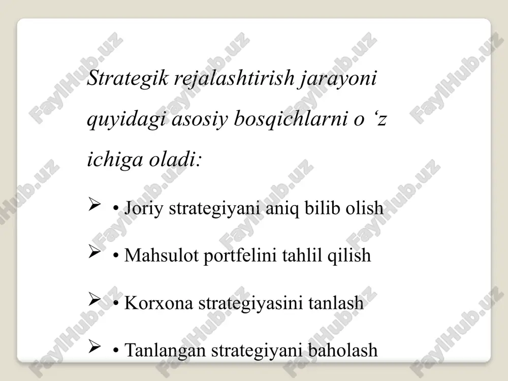 olimlar matritsalardan keng foydalanganlar. dji-i-makkenzi matritsasi. bu ko‘p o‘lchamli matritsa bo‘lib (bozoming «jozibaligi» korxonaning strategik vaziyati), bozorning jozibaligi darajalariga bog'liq holda korxona potensialidan samarali foydalanish bo‘yicha ko‘proq differensiallangan marketing qarorlarini qabul qilish imkonini beradi. (chizma) chizma. dji-i-makkenzi matritsasi bkgdan farqli ravishda bu matritsa baholashda qatnashadigan omillar sonini ancha ko‘paytiradi va barqaror bo‘lmagan rivojlanish sharoitlarida uni qo‘llash imkonini yaratadi. «bozor jozibaligi» ko‘rsatkichi quyidagi omillar kompleksi bilan ifodalanadi: • bozor o‘lchamlari va uning o ‘sishi shartlari; • narxlar darajasi; • foyda me’yori; • raqobat holati; • bozorga chiqish uchun to'siqlar; • huquqiy cheklovlar; • ijtimoiy roli va boshqalar. investitsion vaziyat korxona o'sishini ta’minlash uchun investitsiyalarning real va optimal kattaliklarinmg nisbati sifatida aniqlanadi. bozordagi vaziyat amaldagi bozor strategiyasining bozorda yetakchilikka erishish va potensial iste’molchilaming ixloslari nuqtayi nazardan optimal strategiyaga nisbati bilan baholanadi. korxona potensialining ahvolini uning real ahvolining ishlab chiqarish, xodimlar, moliya va marketingni samarali boshqarishga erishish nuqtayi nazaridan optimal holatiga nisbati bilan …
