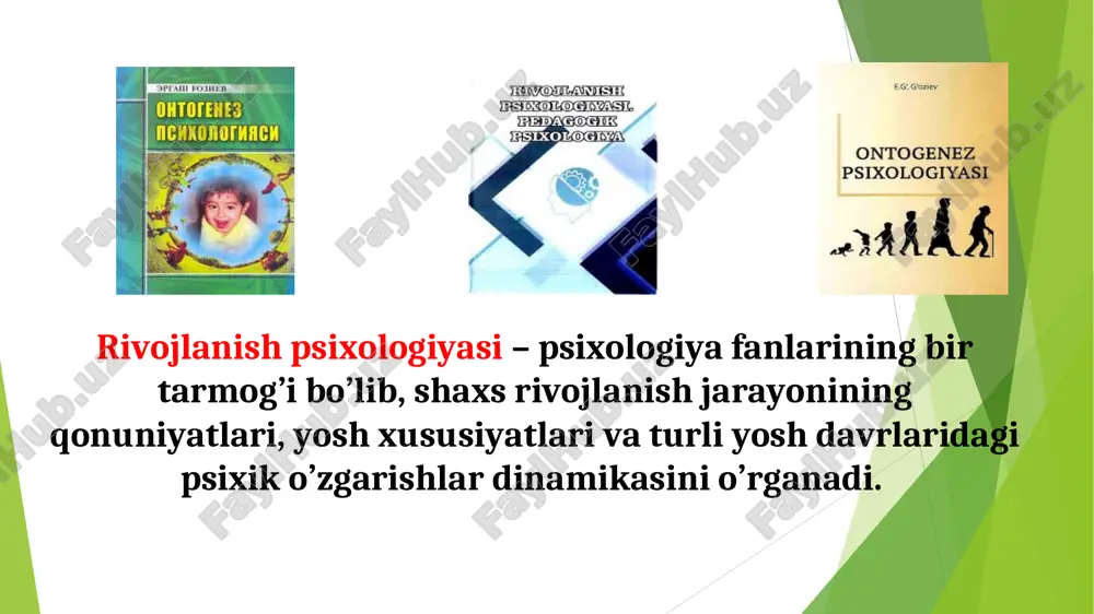 iylashish (sotsializatsiya) usullari, uni qurshab turgan odamlar bilan o’zaro munosabati vositalaridan kelib chiqqan holda tushuntiriladi. ijtimoiylashuv nazariyasiga ko’ra, inson biologik tur sifatida tug‘ilib, hayotda ijtimoiy shart-sharoitlarning bevosita ta’siri ostida shaxsga aylanadi. psixogenetik ushbu nazariyaga ko`ra psixik jarayonlar taraqqiyotini birinchi darajali ahamiyatga ega deb hisoblaydi. (e.erikson) psixoanalitik ushbu nazariyaga ko`ra shaxsning barcha hatti-harakatlari ongsiz biologik mayllar yoki instinktlardan kelib chiqadi. z. freyd(1856-1939y) freyd isterik bemorlar duch keladigan muammolar esga olinmaydigan bolalikdagi og'riqli tajribalar bilan bog'liq bo'lishi mumkin degan nazariyani ilgari surdi. ushbu yo'qolgan xotiralarning ta'siri bemorlarning his-tuyg'ularini, fikrlari va xatti-harakatlarini shakllantirdi. ushbu tadqiqotlar psixoanalitik nazariyaning rivojlanishiga hissa qo'shdi. tashkiliy metodlar qiyoslash longityud kompleks tashkiliy metodlar қиёслаш методидан умумий психология, ижтимоий психологияда катта ёки кичик гуруҳларни ҳамда уларнинг ҳар хил тоифаларини ўзаро таққослаш учун, медицина психологиясида * empirik metodlar guruhi oʻz navbatida ikkiga boʻlinadi asosiy metodlar yordamchi metodlar eksperement kuzatish so’rovnoma suhbat sotsiometriya test faoliyat natijalarini tahlil qilish * kuzatish metodi – …