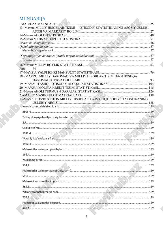 ulot, mavjud milliy daromad, sof milliy daromad, jamg’arish, jamg’arish hisoblamasi 13.1. milliy hisoblar tizimi haqida tushuncha. mht – jahonning ba rcha mamlakatlarida qo`llanilayotgan makrodarajadagi bozor iqtisodiyotining holati va uning rivojlanishini o`rganishga foydalaniladigan zamonaviy axborotlar tizimi bo`lib hisoblanadi. bu tizimning ko`rsatkichlari va tasniflari o`zida bozor iqtisodiyoti tarkibini, uning institutlari va faoliyat mexanizmini aks ettiradi. mht davlatni boshqaruvchi organlar tomonidan bozor iqtisodiyotini tartibga solish maqsadida 1953 yildan boshlab, faqat rivojlangan kapitalistik mamlakatlarda qo`llanilgan bo`lsa, hozirgi kunda 150 dan ortiq mamlakatlarda qo`llanilmoqda. mhtda buxgalteriya hisobining ba`za muhim jihatlari (masalan, operatsiyalarni ikki yoqlama yozish printsipi)dan foydalaniladi va uning maqsadi ko`p jihatdan buxgalteriya hisobining maqsadlariga mos tushadi: boshqaruv qarorlarini qabul qilish uchun informatsiya bilan ta`minlanadi. lekin buxgalteriya hisobidagi ma`lumotlar korxona (kompaniya) darajasidagi qarorlarni qabul qilish uchun foydalanilsa, mhtda esa butun mamlakat iqtisodiyoti bo`yicha qaror qabul qilish uchun foydalaniladi. shuning uchun u ma`lum darajada butun iqtisodiyotning buxgalteriya hisobi hisoblanadi. «milliy hisoblar» tushunchasi bundan 50 yil avval …