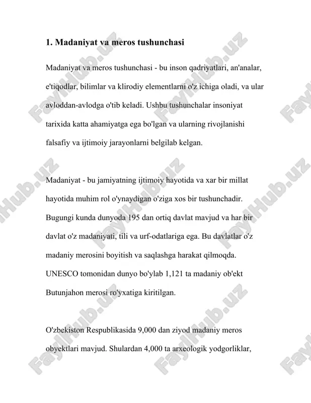aqlanishi va asrab-avaylashiga katta e’tibor berilmoqda. 1992-yilda qabul qilingan “madaniy meroslarni himoya qilish qonuni” ushbu meroslarning himoyasi uchun muhim huquqiy asos yaratdi. ushbu qonun doirasida 2010-yilda “madaniy meros” markazi tashkil etildi, bu markazning asosiy vazifasi arxeologik va tarixiy obyektlarning saqlanishini ta’minlashdan iboratdir. mamlakatda prezident qarorlari va farmonlari orqali qabul qilingan turli davlat dasturlari ham mavjud bo‘lib, ular tarixiy qadamjolarni restavratsiya qilish, ularning xalqaro darajadagi targ‘iboti va saqlanishiga qaratilgan. 2010-yildan 2021-yilgacha bo‘lgan davrda mamlakatda ko‘plab obyektlar restavratsiya qilinib, yangilandi. masalan, qo‘qon, namangan va andijon viloyatlarida har yili o‘rtacha 10-15 obida restavratsiya qilinadi. 2023-yilda o‘zbekiston hukumati tomonidan tarixiy yodgorliklarni saqlash uchun 50 milliard so‘m mablag‘ ajratildi. bu mablag‘lar restavratsiya, ta’mirlash va rivojlantirishga yo‘naltirilmoqda. shu bilan birga, xususiy investitsiyalar ham jalb qilinmoqda va turizmning rivoji orqali tarixiy meroslar saqlanishiga qo‘shimcha resurslar yaratilyapti. xalqaro miqyosda ham o‘zbekiston tarixiy meroslarni himoya qilish borasida yunesko bilan samarali hamkorlik qilib kelmoqda. yunesko tashkiloti o‘zbekiston hududidagi tarixiy obidalar …