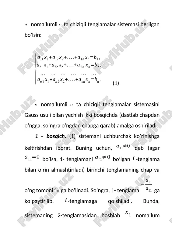 ga keldi: bu yeda va o’zgaruvchilarni bazis sifatida qabul qilamiz, chunki ular oldidagi koeffitsientlardan tuzilgan determinant . bu birlik determinant oxirgi sistemaning koeffitsientlaridan tuzilgan asosiy matritsani ham bazis minori bo’ladi. erkin o’zgaruvchi bo’lib xizmat qiladi. oxirgi sistemadan ega bo’lamiz. shunday qilib, berilgan sistemaning umumiy yyechimini ko’rinishda tasvirlash mumkin. agar deb olsak, u holda berilgan sistemaning ko’rinishdagi xususiy yechimini topamiz. agar ni olsak berilgan sistemaning quyidagi bazis yechimiga ega bo’lamiz:. oleobject2.bin image3.wmf oleobject3.bin image4.wmf oleobject4.bin oleobject5.bin image5.wmf oleobject6.bin image6.wmf oleobject7.bin image7.wmf oleobject8.bin image8.wmf oleobject9.bin image9.wmf oleobject10.bin image10.wmf oleobject11.bin oleobject12.bin image11.wmf oleobject13.bin image12.wmf oleobject14.bin image13.wmf oleobject15.bin image14.wmf oleobject16.bin image15.wmf oleobject17.bin image16.wmf oleobject18.bin image17.wmf oleobject19.bin image18.wmf oleobject20.bin image19.wmf oleobject21.bin image20.wmf oleobject22.bin image21.wmf oleobject23.bin image22.wmf oleobject24.bin image23.wmf oleobject25.bin image24.wmf oleobject26.bin image25.wmf oleobject27.bin oleobject28.bin image26.wmf oleobject29.bin image27.wmf oleobject30.bin image28.wmf oleobject31.bin image29.wmf oleobject32.bin image30.wmf oleobject33.bin image1.wmf image31.wmf oleobject34.bin image32.wmf oleobject35.bin image33.wmf oleobject36.bin image34.wmf oleobject37.bin image35.wmf oleobject38.bin oleobject1.bin image36.wmf oleobject39.bin image37.wmf oleobject40.bin image38.wmf oleobject41.bin image39.wmf oleobject42.bin image40.wmf …