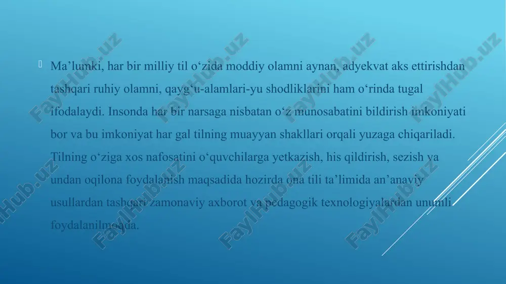 di. bu kabi xatoliklarning oldini olish maqsadida “o‘zbek tilining imlo qoidalari”dagi “ayrim unlilar va undoshlar imlosi” yuzasidan tegishli nazariy ma’lumotlar mavzular o‘tilgach, quyidagicha topshiriq beriladi: o‘quvchi va o‘qituvchi o‘rtasidagi aloqa mustahkamlanadi;  o‘quvchilar ona tilidan olingan bilim va malakalarni xotirlashga, esga olishga harakat qiladi;  materiallarni bir-biriga solishtiradi, taqqoslaydi;  xulosalar chiqaradi, orfografik bilimlarni mustahkamlaydi. ayniqsa, og‘zaki nutqda h – x, b – p, d – t, z – s kabi birining o‘rniga ikkinchisi ko‘p qo‘llaniladigan undosh tovushlarning imlosini o‘rgatishda kakografiya usuli yaxshi samara beradi. . tili shirinning do‘sti ko‘p. qattiq gap qarindoshga ham yoqmas. bunday topshiriqlar o‘quvchilardagi ko‘rish, eslash, narsalarni bir-biriga solishtirish va zaruriy xulosalar chiqarish kabi aqliy-ruhiy xususiyatlarning rivojlanishiga turtki bo‘ladi. umuman olganda, biz – yoshlar vatanimiz o‘zbekistonning qanotlarimiz. bugun bizning oldimizda ona tilini o‘rganish borasida yagona to‘g‘ri yo‘l turibdi. bizdan millatimizning bebaho boyligi, xalqimiz tafakkurining tengsiz javohiroti sanalgan o‘zbek tilini mukammal o‘rganishimiz, og‘zaki va yozma savodxonligimiz yuksak …