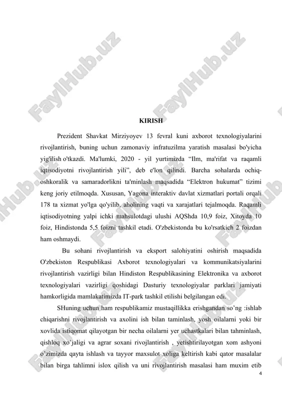 dolzarbmavzulardan biri bo‘lib kelmoqda, sababi har bir sohani o‘rganish, izlanish vatajriba orttirish uchun turli usullardan foydalanish kerak bo‘ladi. shuning uchunyangi axborot – kommunikatsion texnologiyalardan foydalanish maqsadgamuvoffiqdir.hozirgi zamon mutaxasislari, faoliyat doiralari qanday bo‘lishidan qat‘iynazar informatika bo‘yicha keng ko‘lamdagi bilimlarga, zamonaviy hisoblashtexnikasi, informatsion aloqa va kommunikatsiya tizimlari, orgtexnika vositalari vaulardan foydalanish borasida yetarli malakalarga ega bo‘lishi, hamda yangiinformation texnika va texnologiya asoslarini uning ertangi kuni, rivojito‘g‘risidagi bilimlarni o‘zida mujassamlashtirgan bo‘lishi kerak. zamonviyhisoblash texnikasi va informatsion texnologiyalarning kun sayin rivojlanib,jamiyatning esa tobora informatsiyalashib borishi sababli, uzluksiz ta‘limtizimining o‘rta va yuqori bosqichlariga informatika, ishlab chiqarish vaboshqarish jarayonlarini kompyuterlashtirish bo‘yicha bir qator o‘quv fanlarikiritilgan. yigirmanchi asr o‘rtalariga kelib tezkor mashina mexanizmlaridanfoydalana boshlandi. murakkab texnika va texnologiyalar o‘ylab topildi. ko‘pginamasalalarni hal qilish jarayonida axborot hajmi behisob bir majmuaga aylandi,hamda bu axborotlarni yig‘ish va uzatish vositalarini yaratish, ularni vaqtida qaytaishlab, boshqarish uchun zarur bo‘lgan choralarni belgilab chiqish kerak bo‘ladi.ko‘pchilik vazifalarni bajarishda boshqarish jarayonini takomillashtirish, axborottizimini joriy etish, …