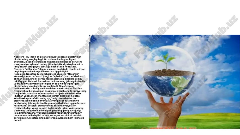 va daryolarga chiqindi tashlamaslik zarur.5. qonunlar va nazorat:davlat tomonidan ekologik qonunlar ishlab chiqilib, ularning ijrosi qat’iy nazorat qilinishi lozim.6. toza energiya manbalaridan foydalanish:quyosh, shamol va suv energiyasidan foydalanish atmosferani toza saqlashga yordam beradi. image1.jpeg image2.jpeg image3.jpeg image4.jpeg /docprops/thumbnail.jpeg