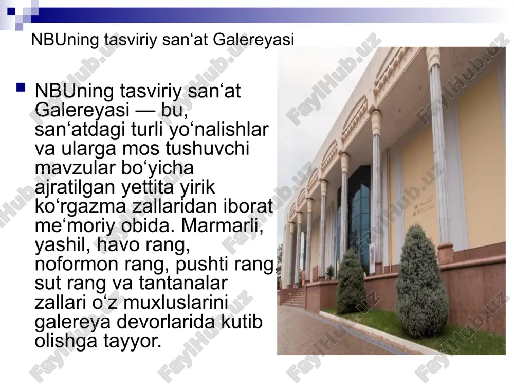 iga aylandi. mehmonlar tashrifi mamlakatimizga tashrif buyurgan oliy va yuqori martabali mehmonlar, rasmiy delegatsiyalar vakillari yurtimizning boshqa diqqatga sazovor joylari qatori temuriylar tarixi davlat muzeyini ham katta qiziqish bilan tomosha qiladi. muzeyga tashrif buyuruvchilar orasida davlat, hukumat va parlament delegatsiyalari, xalqaro tashkilotlar vakillari, ishbilarmonlar, fan va madaniyat namoyandalari, sayyohlarning ko‘pligi tariximizga xorijda ham qiziqish tobora ortib borayotganidan dalolatdir. 2013-yilning sentabr oyida davlatimiz rahbari hamrohligida muzeyni tomosha qilgan xitoy xalq respublikasi raisi si szinpin bu yerdan ajoyib taassurotlar olganini alohida ta’kidladi. ajdodlarimiz boy merosi “o‘zbekistonning butun dunyoga mashhur ochiq osmon ostidagi muzey-shaharlari ko‘p, – deb yozadi fransiyalik jozefina bernar xonim. – shu bilan birga, mamlakatingizda mustaqillik yillarida shunday muhtasham binolar qurilibdiki, ular nafaqat betakror qiyofasi, balki yurtingiz tarixi, ajdodlaringiz boy merosini o‘zida yorqin aks ettirishi bilan har qanday kishini hayratga soladi. go‘zal poytaxtingizdagi temuriylar tarixi davlat muzeyi menda ana shunday unutilmas taassurot qoldirdi”. image1.jpeg image2.jpeg image3.jpeg image4.jpeg image5.jpeg image6.jpeg image7.jpeg image8.jpeg …