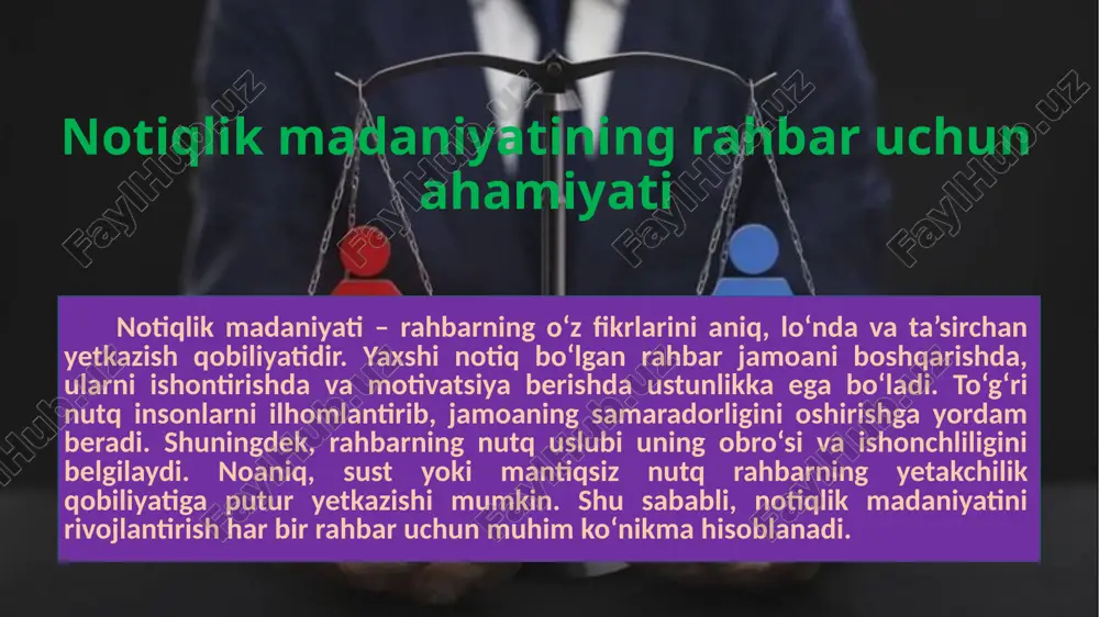 – toshkent, 2019. 4. maxwell j. "rahbarlik notiqligi" – toshkent, 2022 (tarjima). 5. abdullayev r. "liderlik va kommunikatsiya madaniyati" – samarqand, 2023. image1.jpeg image2.jpeg image3.jpeg image4.png image5.jpeg /docprops/thumbnail.jpeg