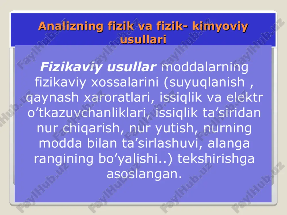 tlarining sirt yuzasidagi diffuziyasi va hokazolar. bu jarayonlaming hammasi elektrolitik bo‘g ‘in (yacheyka)da kuzatiladi. elektrolitik bo‘g ‘in ikki xil bo‘lib, ulardan biri galvanik element, ya’ni ichki kuchlanishga ega bo‘lgan bo‘g‘indir. galvanik element tarkibiga kiruvchi kimyoviy moddalar orasida sodir bo‘ladigan reaksiyalar natijasida elektr toki paydo boiadi. elektrodlar, bulardan tashqari, birinchi, ikkinchi va uchinchi tur elektrodlarga bo’linadi. birinchi tur elektrodlarning potensiali elektrod reaksiyasida ishtirok etgan elementning turli oksidlanish darajalaridagi shakllari aktivligiga bog’liq bo'ladi. bunday elektrod uchun misol tariqasida, o ‘z tuzi eritmasiga yoki suyuqlanmasiga tushirilgan metallni ko‘rsatish mumkin. masalan, kumush nitrat eritmasiga tushirilgan kumush elektrod bunga misol bo‘la oladi. kumush elektrodning potensiali: formula bilan ifodalanadi. birinchi tur elektrodlar tuz ko‘prigi yordamida tutashgan holda taqqoslash elektrodi bilan birgalikda kationlami aniqlash uchun ishlatiladi. metall ionli elektrodlar kationlarga nisbatan qaytar elektrodlar jumlasiga kiradi. ikkinchi tur elektrodlar deb, potensiali anionlarning aktivligi bilan belgilanadigan elektrodlarga aytiladi. ikkinchi tur elektrodlar ikki xil bo’ladi: 1) o‘zining kam eruvchan tuzi …