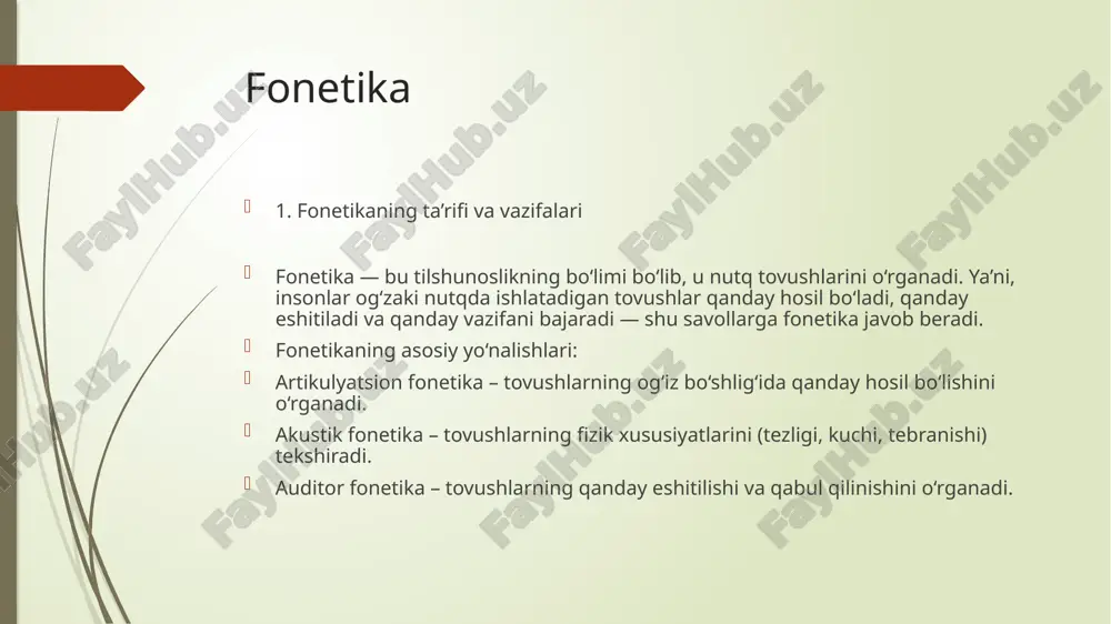 ‘rganadi. bu fandan olingan bilimlar til o‘rganish, talaffuzni tuzatish va nutq texnologiyalarini rivojlantirishda muhim ahamiyatga ega. image1.png image2.png /docprops/thumbnail.jpeg