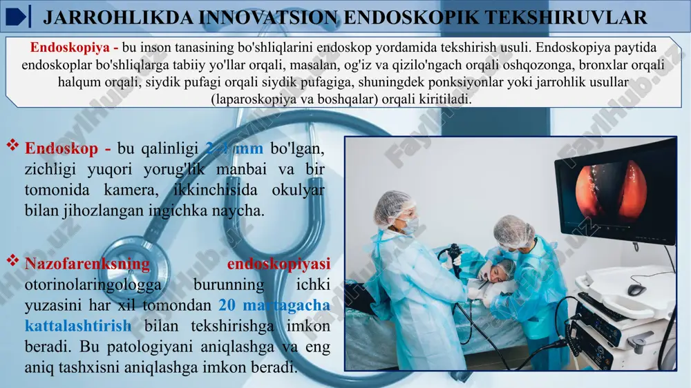 rak og'rig'i sizning organlaringizga zarar etkazish, shu jumladan mumkin bo'lgan teshik isitma endoskopiya sohasida doimiy og'riq kesma joyida qizarish va shishish har bir tur uchun xatarlar protsedura joylashuvi va o'zingizning holatingizga bog'liq. masalan, yo'g'on rangdagi najas, qusish va kolonoskopiyadan so'ng yutish qiyin bo'lsa, bu narsa noto'g'ri ekanligini ko'rsatishi mumkin. histeroskopiya bachadon teshilishi, bachadondan qon ketish yoki bachadon bo'yni travması xavfi kichikdir. agar sizda kapsula endoskopiyasi bo'lsa, unda kapsulaning ovqat hazm qilish traktining biron joyiga tiqilib qolishi xavfi katta. shish kabi ovqat hazm qilish traktining torayishiga olib keladigan kasallikka chalingan odamlar uchun xavf yuqori. keyin kapsulani jarrohlik yo'li bilan olib tashlash kerak bo'lishi mumkin endoskopiyaning turlari image1.wizz1lcurznvdmlgixfwn63k image2.jpg image3.jpg image4.jpeg image5.jpeg image6.jpeg image7.jpeg image8.jpeg image9.jpeg