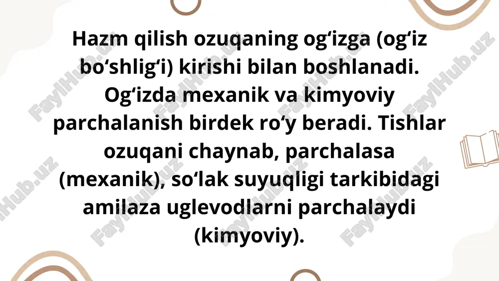 ziga xos xususiyatlari bilan bog’liq. taomnoma 1-qoida. fast-fuddan butunlay voz kechish va shirinliklarni suiste’mol qilmaslikka harakat qilish; 2-qoida. mavsumiy mahsulotlardan iloji boricha ko’proq iste’mol qilish — ularning tarkibida eng ko’p miqdorda ozuqaviy moddalar mavjud. issiqxonalarda yetishtirilgan yoki uzoqdan olib kelingan qishki sabzavot va mevalar kimyoviy moddalarga boyligi va uzoq muddatli saqlash tufayli nafaqat o’zining barcha foydali xususiyatlarini yo’qotadi, balki nitratlar va boshqa zararli kimyoviy birikmalar akkumulyatoriga aylanadi; 3-qoida. aralashmalardan tozalangan mahsulotlar: shakar, o’simlik moyi, oq bug’doy uni, tozalangan oq guruchdan foydalanishni iloji boricha cheklash. ularda kletchatka yo’q, bu ovqat hazm qilish tizimi, shuningdek ichaklarda yashovchi foydali bakteriyalarni oziqlanishiga salbiy ta’sir ko’rsatadi. shuning uchun oq non o’rniga donli turini iste’mol qilish, tozalangan shakar o’rnini esa jigarrang yoki hatto asal bilan bosish yaxshiroqdir; 4-qoida. suv ichish. choy, qahva yoki sharbatlar suv o’rnini bosa olmaydi. bir sutkada inson har 1 kg vazn uchun kamida 30-35 ml suyuqlik qabul qilishi kerak. shirin gazlangan ichimliklar …