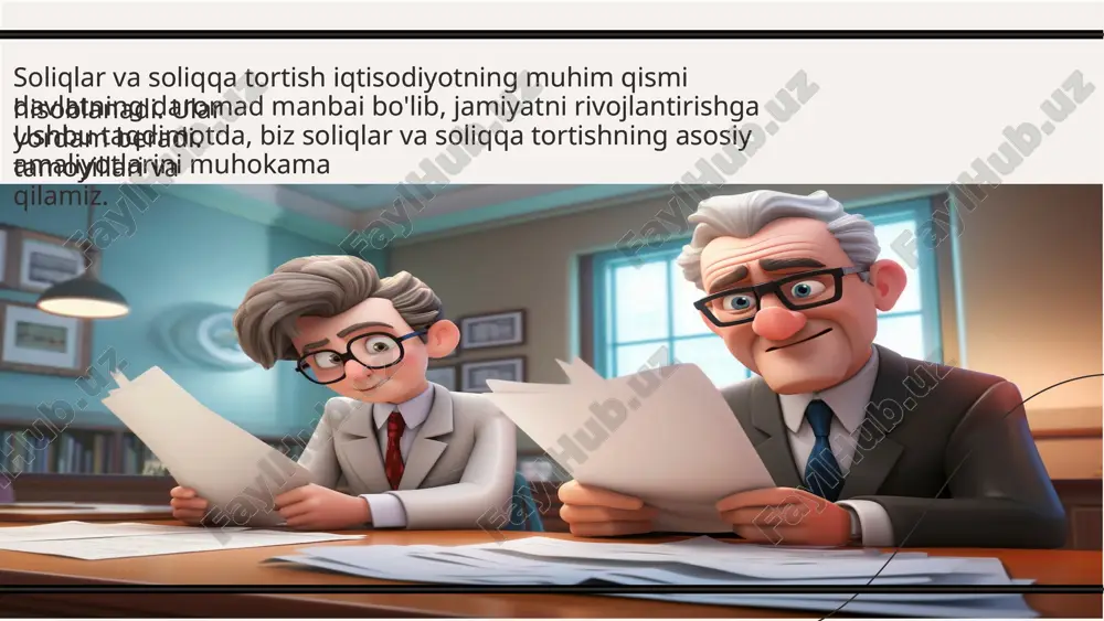 etiga bo‘lgan huquq tushunilsa, predmet bo‘lib ana shu egalik qilinadigan daromad, yer uchastkasi, imorat va boshqalarning o‘zi tushuniladi soliq siyosati — bu davlatning soliq tizimini boshqarish va tartibga solish bo'yicha strategiyasidir. u iqtisodiy o'sishni rag'batlantirish va ijtimoiy masalalarni hal qilishda muhim rol o'ynaydi.milliy iqtisodiyotda soliqlar quyidagi uchta muhim vazifani bajaradi:davlat xarajatlarini moliyalashtirish (ﬁskal vazifasi);ijtimoiy tanglikni yumshatish (ijtimoiy vazifasi);iqtisodiyotni tartibga solish (tartibga solish vazifasi). soliq siyosati — bu davlatning soliq tizimini boshqarish va tartibga solish bo'yicha strategiyasidir. u iqtisodiy o'sishni rag'batlantirish va ijtimoiy masalalarni hal qilishda muhim rol o'ynaydi.milliy iqtisodiyotda soliqlar quyidagi uchta muhim vazifani bajaradi:davlat xarajatlarini moliyalashtirish (ﬁskal vazifasi);ijtimoiy tanglikni yumshatish (ijtimoiy vazifasi);iqtisodiyotni tartibga solish (tartibga solish vazifasi). har bir mamlakatda o'ziga xos soliq tizimi mavjud. bu tizimlar davlatning iqtisodiy holatiga, siyosiy qarorlarga va ijtimoiy ehtiyojlarga qarab shakllanadi.soliqqa tortish tizimining asosiy bo‘g‘ini hisoblangan soliq elementlari esa soliqqa tortishda ifodalanadigan tushunchalar bo‘lib, ular soliq to‘lovchilar va davlat budjeti o‘rta har bir …