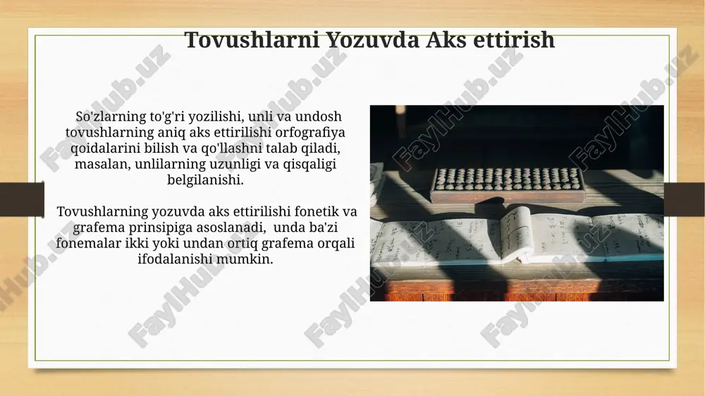 arning talaffuziga qarab 40 ga yaqin tovushlarga yetishi mumkin, bu esa harflarning bir nechta tovushlarni ifodalashiga olib keladi. tovushlar bilan harflarning munosabati oʻzbek alifbosida 30 ta harf mavjud boʻlsa-da, tilshunoslikda aniqlangan tovushlar soni ancha koʻp, taxminan 40 ga yaqin. tovushlar soni harflar sonidan koʻp boʻlishi mumkin, chunki baʼzi tovushlar bir nechta harf birikmalari bilan ifodalanishi mumkin (masalan, "sh", "ch" kabi diftonglar). so'zlarning tovush tarkibi morfologik tahlil jarayonida so'zlarning tovush tarkibini o'rganish, uning ildiz, qo'shimcha va boshqa tarkibiy qismlarga bo'linishini aniqlashga yordam beradi; bu esa so'z yasalishi qonunlarini tushunishga xizmat qiladi. so'zlarning tovush tarkibi fonema deb ataluvchi alohida tovushlardan tashkil topgan bo'lib, ularning soni turli tillarda farq qiladi; masalan, o'zbek tilida taxminan 36 ta fonema mavjud. tovushlar va harflar: kirish o'zbek alifbosida 30 ta harf mavjud bo'lib, ularning har biri fonetik jihatdan bir yoki bir necha tovushlarni ifodalaydi, masalan, "o" harfi ikki xil tovush sifatida talaffuz qilinishi mumkin. tovushlar soni harflar …