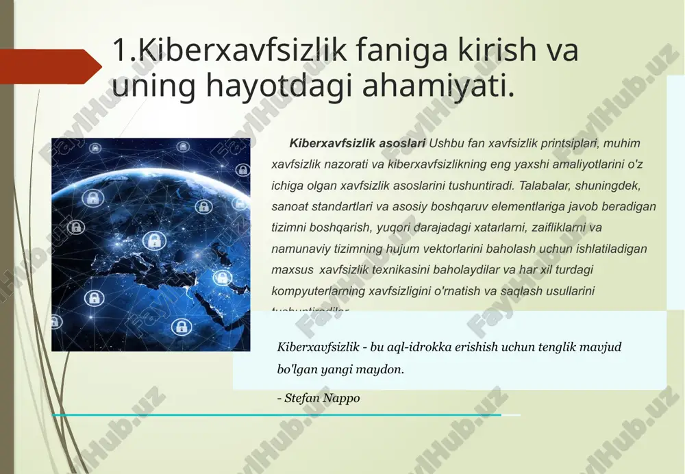 b berishingiz, hujum usullarini tushunishingiz va hodisalarni hodisalardan ajratishingiz va murosaga kelish ko'rsatkichlarini tan olishingiz uchun miter att & ck tizimidan foydalanishingiz mumkin. 6 2. risklarni baholash haqida 7 kiberxavfsizlikda riskni baholash nima? kiberxavfsizlik xavfini baholash bu xavfni aniqlash, tahlil qilish va baholash jarayonidir. bu siz tanlagan kiber xavfsizlik nazorati tashkilotingiz duch keladigan xavflarga mos kelishini ta'minlashga yordam beradi o'zingizning kiber xavfsizligingiz to'g'risida xabardor qilish uchun xavfni baholamasdan, siz vaqt, kuch va resurslarni sarflashingiz mumkin. vujudga kelishi mumkin bo'lgan yoki sizning tashkilotingizga ta'sir qilmaydigan voqealardan himoya qilish choralarini amalga oshirishning ahamiyati yo'q. "texnologiyalarga ishonch - bu yaxshi narsa, lekin boshqarish yanada yaxshiroq". - stefan nappo 3.nod 32 anti virus dasturi orqali risklarni baholash demak riskni baholashda biz nod 32 antivirus dasturidan foydalanishimiz mumkun. ushbu riskni baholashda bizga ko’proq eset security management center dasturi yordam beradi. ushbu dastur chiroyli interfeysga ega va risk ko’rsatkichlarini tushunarli tarszda grafiklar bilan ko’rsatadi. “asosiy kiberxavflardan …
