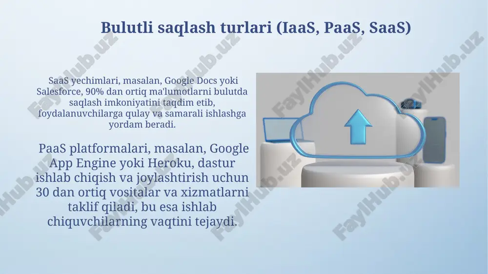 li hisoblash texnologiyalari 2030 yilga kelib katta hajmdagi ma'lumotlarni samarali qayta ishlashda muhim rol o'ynaydi. xarajatlarni boshqarish ma'lumotlarni saqlash xarajatlarini kamaytirish uchun, arzonroq saqlash sinflaridan (ya'ni, "cold storage") foydalanish va ma'lumotlarni arxivlash strategiyasini qo'llash orqali 15-20% tejash mumkin. bulutli provayderlarning taklif qiladigan turli xil narxlash modellari (masalan, foydalanishga asoslangan narxlash) o'rtasida taqqoslash orqali yillik xarajatlarni 10% ga qadar kamaytirish imkoniyati mavjud. bulutli hisoblash bozorining tahlili amazon web services (aws), microsoft azure va google cloud platform (gcp) kabi yirik xizmat ko'rsatuvchilar bulutli hisoblash bozorining 65% dan ortig'ini egallaydi. bulutli hisoblash bozorining 2023 yilgi hajmi 475 milliard aqsh dollaridan oshdi va 2030 yilga kelib 1,6 trillion dollarga yetishi kutilmoqda, bu esa yillik o'rtacha 15% ga o'sishni anglatadi. bulutli xizmatlarning afzalliklari bulutli saqlash infratuzilmasiga sarmoya kiritish an'anaviy serverlarga nisbatan 30% gacha arzonroq bo'lishi mumkin, bu esa it byudjetini tejashga yordam beradi. bulutli xizmatlar shuningdek, 1000 dan ortiq foydalanuvchilarga bir vaqtning o'zida ma'lumotlarga kirish …