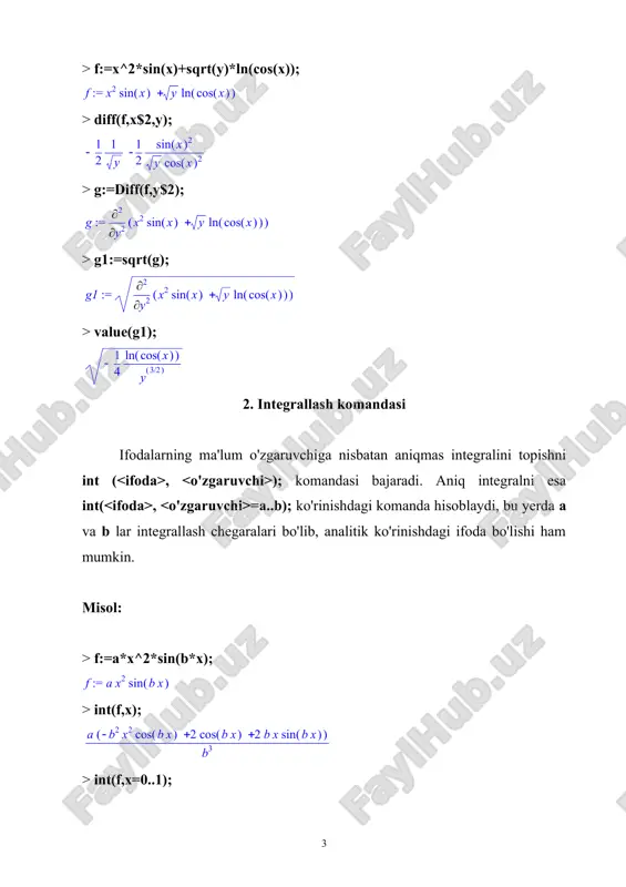 ferensiallash va integrallash komandalari - Page 3