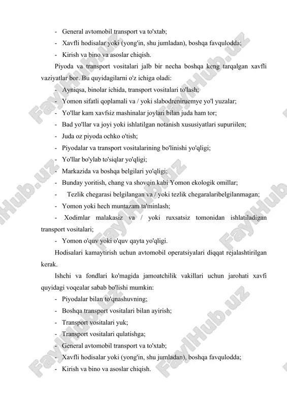 h va bino va asoslar chiqish. machinery, rollover xavfi eng moyil, hse ko'ra bo'ladi: - compact kamyonlar ko'pincha qurilishda foydalaniladi; xo'jalik moshinalar; o'zgamvchi yuk mashinalari (teleskopik o'rnatish) (rasm 2.). 1-rasm. sanoat og'ir yuk ko'tamvchi avtomobil forklift. 2-rasm. teleskopik yuk ko'tarish avtomobili ish joyidagi xavfsiz transport operatsiyalar uchun nazorat choralari xavfi baholash o'z ichiga oladi transport vositasini o'z ichiga olgan har qanday operatsiyalar boshqarish strategiyasi eng ehtimol, harakat yo'llari ustida, qaerda bir voqea sodir aniqlash uchun. bu mahsulotlar ortilgan va yuk avtomobillari tushirilmoqda qachon xavf baholash, xususan, ichki va tashqi, ham yo'nalishlarini muhokama qilish muhim ahamiyatga ega. bu, shuningdek, maqsadga muvofiq yo'nalishlar bo'lib baholash va etarli trafik hajmi bo'lishi kerak. quyida ko'rib chiqilishi kerak: · marshrutlarni, o'rnatish va omborxonalar kerak.bu zo'ravon tezligi chegaralari, yaxshi fikr va transport vositalari va piyodalar, bo'linishi mumkin bo'lgan yaxshi-mo'ljallangan. · bunday fikr, yo'l yuzasi sharoitlari, yo'l nishab va ekologik omillar, yo'lning darajada o'zgarishlar ham hisobga olinishi …
