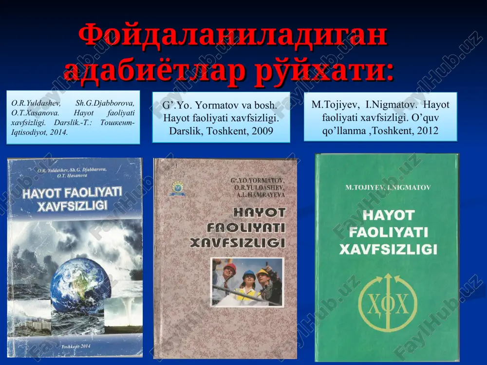 к.). ишлаб чиқариш омилининг энг юқори йўл қўйиладиган даражаси (эюд) – бу ишлаб чиқариш омилининг шундай даражасики, маълум, аниқ бир вақт давом этувчи ишни бутун иш стажи давомида бажарганда ҳам, унинг таъсири натижасида жароҳатланиш, касалланиш ёки соғлиқда ўзгариш иш жараёнида, ёки ҳозирги ва кейинги авлодлар ҳаётида кузатилмайди. иш зонаси ҳавоси таркибидаги зарарли моддаларнинг энг юқори йўл қўйиладиган концентрацияси (эюк) — булар шундай концентрацияларки, уларнинг таъсири натижаси, кунига 8 соат, ҳафтасига 40 соатдан бутун иш стажи давомида ишлаганда ҳам иш жараёнида, ёки ҳозирги ва кейинги авлодлар соғлигида замонавий услублар билан аниқлаб бўладиган ўзгаришлар келтириб чиқармайди. хавфли ва зарарли омиллар ..... хавфли омиллар бу - ........ зарарли омиллар бу - ......... зарарли ишлаб чиқариш омили бу - шундай омилки, зарарнинг маълум шароитида ишчига таъсири унинг касалланишига ёки иш қобилиятининг пасайишига олиб келади. зарарли омилларнинг таъсири натижасида келиб чиқадиган касалланиш касб касаллиги дейилади. хавфли ишлаб чиқариш омили бу - шундай омилларга айтиладики, унинг …