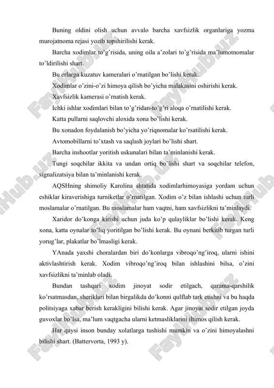 mi uchun zahar va zo’ravonlik hisoblanadi. kuchli jamiyatda bu ishlarga nuqta qo’yish mumkin.shunda zo’ravonliklar va qotilliklarni oldi olinadi. oxirigi yillarda ish vaqtidagi o’lim holatlari bir necha barobarga qisqardi. o’lim holatlari bir necha barobarga qisqargani bilan qotilliklar sodir etilishi insoniyatni junbushga keltirdi. bu qotilliklarga sabablar; *kasbdoshlar o’rtasidagi mojarolar; *mijozlar o’rtasidagi mojarolar; hozirgi kunda ikki milliondan ortiq ish joylarida o’lim holatlari kuzatilgan.ayollar uchun kasbiy ish joyidagi o’lim holatlari va jarohat olish holatlari asosiy sabab hisoblangan. yuqori xavfli ish o’rinlari: -yo’lovchi tashuvchi taksilar; -mashinalar to’xtash joylari; -mahsulot ishlab chiqaruvchi korxonalar va x.k. statistik ma’lumotlar o’rganilganda o’lim holatlari taksi haydovchilarida 60 marta ko’p bo’lishi kuzatilgan. bundan tashqari o’lim holatlari kuzatiladigan kasb egalariga mehmonxona xodimlarini, ayoqsh xodimlarini kiritish mumkin. inson organizmiga ta’sir etuvchi zo’riqish yuridik va tibbiy xarajatlarga olib keladi. xizmatchilarga, ishchilarga tuziladigan yordam dasturlari oziq-ovqat xavfsizligi,biznes reja buzilishini,tabiat va jamiyat qonunlarini hisobga olib tuziladi. ilmiy tekshirish institutlari so’rovnomalarida sarf-xarajatlar smetasida zo’riqish holatlarini nazarga olish …