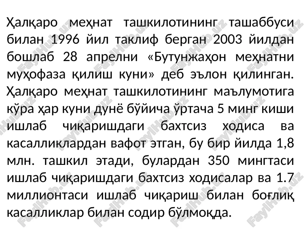 қаторида пиёдалар йўлнинг белгиланмаган жойидан ўтиши (26,2%), белгиланган тезликка риоя қилмаслик (14,5%), пиёда йўлга тўсатдан чиқиб қолиши (10,3%), қувиб ўтиш ёки қарама-қарши йўналишга чиқиш (7%), велосипедлар йўлнинг қатнов қисмида ҳаракатланиши (5,3%), ҳайдовчиларни рулда ухлаб қолиши (5,1%) ва автомобильни маст ҳолатда бошқариш (4,2%) каби ҳолатлар бўлган. йўл транспорт ҳодисалари содир этилиш вақти асосан кундузги (61%), қолган 39% тунги вақтга тўғри келади. юқоридаги давр ичида йўл-транспорт ҳодисалари қатнашчиси бўлган ҳайдовчилар ёшининг таҳлили натижасида қуйидагилар аниқланди. 18-22 ёш оралиғидаги ҳайдовчилар – 34 та йтҳ (умумий соннинг 10,6%), шулардан 3 та ҳолат ўлим билан боғлиқ. 23-27 ёш оралиғидаги ҳайдовчилар – 64 та йтҳ (20%), шулардан 9 таси ўлим билан боғлиқ. 28-32 ёш оралиғидаги ҳайдовчилар – 63 та йтҳ (20,1%), шулардан 6 таси ўлим билан боғлиқ. 33-37 ёш оралиғидаги ҳайдовчилар – 54 та йтҳ (16,9%), шулардан 5 таси ўлим билан боғлиқ. 38-42 ёш оралиғидаги ҳайдовчилар – 22 та йтҳ (6,9%), шулардан 2 таси ўлим билан …