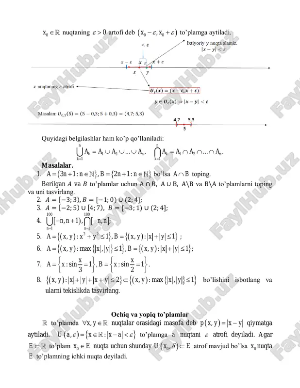 ln 1 1 nx n      . demak 0 1nx  bo’lib  nx ketma-ketlik chegaralangan. 2-misol.   1 1 1 1 ... , 2 . 2 3 n a a a x a n       2n  uchun  2 1 1 1 1 1 1 1 n a x n n n n n n        tengsizlik o’rinli. bu tengsizlikdan foydalanib 1 1 1 1 1 1 1 1 1 1 1 1 ... 1 1 ... 2 2 2 3 2 2 3 3 4 1 n a a a x n n n n                    tengsizlikka ega bo’lamiz. boshqa tomondan 1nx  ekanligini ko’rsatish oson. demak 1 2nx  bo’lib nx  …
