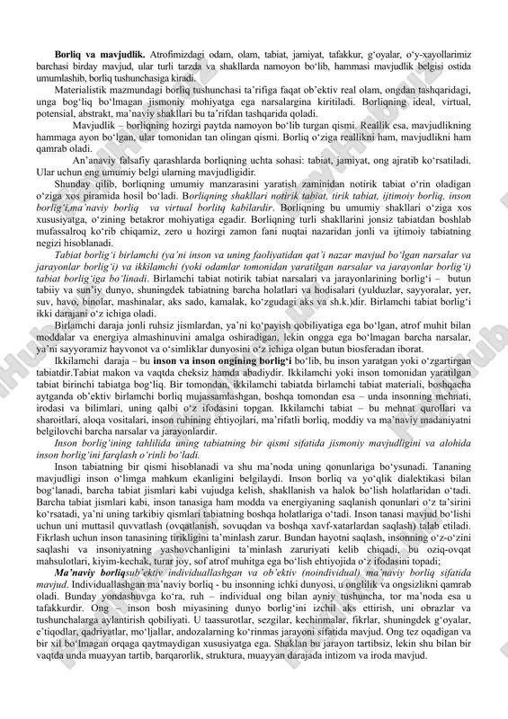 huncha aynan shunday ko‘rinsa “kun” demak, yerning o‘z o‘qi atrofida aylanishiga asoslanadi, deyishimiz mumkin. mantiqan olganda esa “kun” masalasini bugungi kundagi ma’nosi bilan tushunish to‘g‘ri bo‘lmaydi. chunki olam yaratilishi jarayonining ilk bosqichlarida yerning quyosh atrofida aylanuvchi asosiy sababi mavjud bo‘lmagan. qur’on tarjimalarida ham bibliyadagidek olam yaratilishi jarayoni olti kunga teng davr ichida sodir bo‘lgan. ya’ni mufassirlar “yavm” so‘zini uning keng tarqalgan ma’nosidan kelib chiqib, “kun” deb tarjima qilganlar: ...العرش على استوى ثم أيام ستة فى والأرض السموات خلق الذى ألله ربكم إن “ darhaqiqat, rabbingiz osmonlaru yerni olti kunda yaratgan...”2. bizningcha, ushbu masalada qur’onning tarjima va tafsirlaridagi “kun” so‘zini “davr” ma’nosida qabul qilish kerak. mazkur oyatni “parvardigoringiz osmonlar va yerni olti davr ichida yaratdi” deb tushunish maqsadga muvofiq. boshqa tomondan olib qaraganda, islomning ilk davrlaridagi yahudiy va masihiylar orasida keng tarqalgan “olti kunlik yaralish”ga ochiqchasiga qarshi chiqmaslik maqsadida, “yavm”ni “kun” deb ongli ravishda tarjima qilingan. lekin “yavm” quyoshning chiqib botishi …