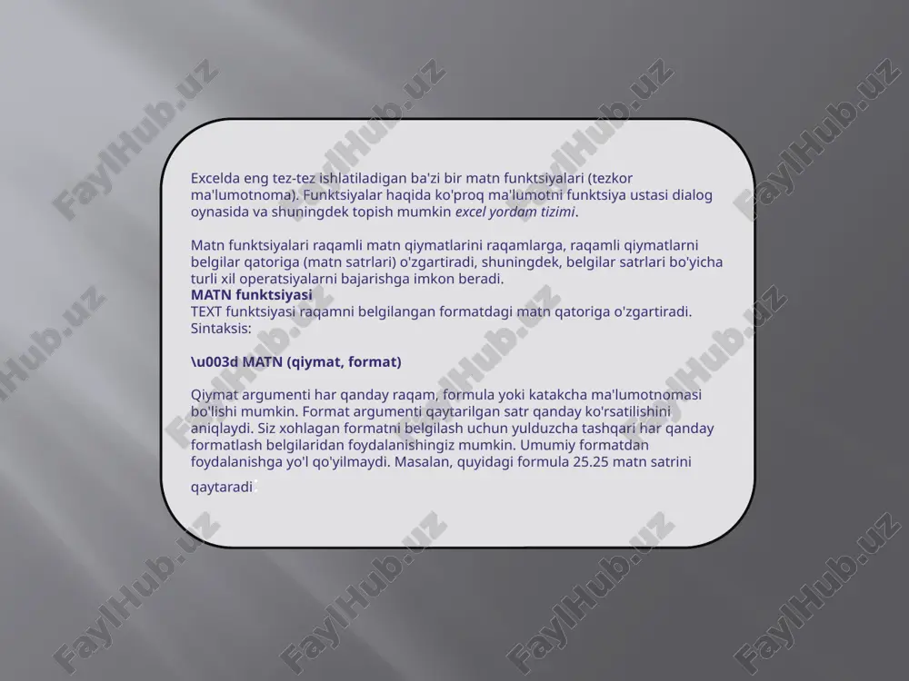 matnli funksiyalar excel dasturida - Page 3