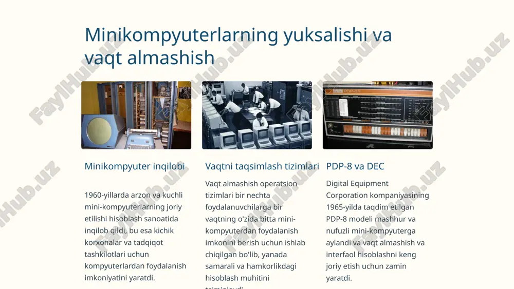 paradigmaga aylandi, bunda mijoz qurilmalari markazlashtirilgan server tizimlaridan xizmatlarni so'raydi. bu veb-ilovalar va zamonaviy bulutli hisoblashlarni ishlab chiqish imkonini berdi. peer-to-peer tarmoqlari qurilmalar resurslarni markaziy serversiz to'g'ridan- to'g'ri almashadigan peer-to-peer (p2p) tarmoqlari ham mashhurlikka erishdi. ushbu markazlashtirilmaga n yondashuv fayl almashish, video oqim va boshqa innovatsion ilovalarni faollashtirdi. mobil va o'rnatilgan operatsion tizimlarning paydo bo'lishi mobil os smartfonlar va planshetlarning ko'tarilishi ios, android va windows phone kabi mobil operatsion tizimlarning yangi davrini boshlab berdi va biz yo'l-yo'lakay texnologiya bilan o'zaro munosabatlarimizni inqilob qildi. o'rnatilgan os o'rnatilgan operatsion tizimlar sanoatni boshqarish tizimlaridan maishiy texnikagacha bo'lgan keng doiradagi maxsus qurilmalarni quvvatlantiradi. ushbu engil, real vaqt rejimida ishlaydigan operatsion tizimlar ixcham, resurslar cheklangan muhitda ilg'or funksionallikni ta'minlaydi. iot integratsiyasi narsalar internetining portlashi bilan mobil va o'rnatilgan otlar aqlli qurilmalarning keng tarmog'ini uzluksiz ulash, yangi ilovalar va aqlli avtomatlashtirish uchun ajralmas bo'lib qoldi. bulutga asoslangan va virtuallashtirilgan muhitlarga o'tish 1 bulutli hisoblashning yuksalishi yuqori …