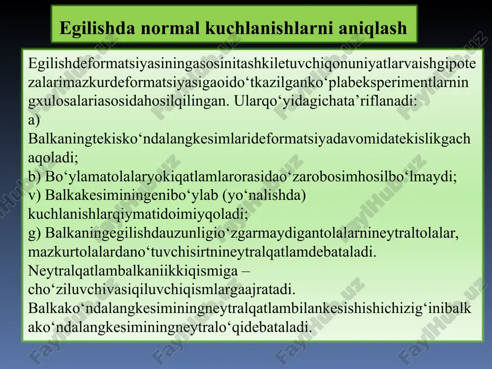 egilishda balka koʼndalang kesimidagi kuchlanishlar va deformatsiyalarni aniqlash. - Page 3