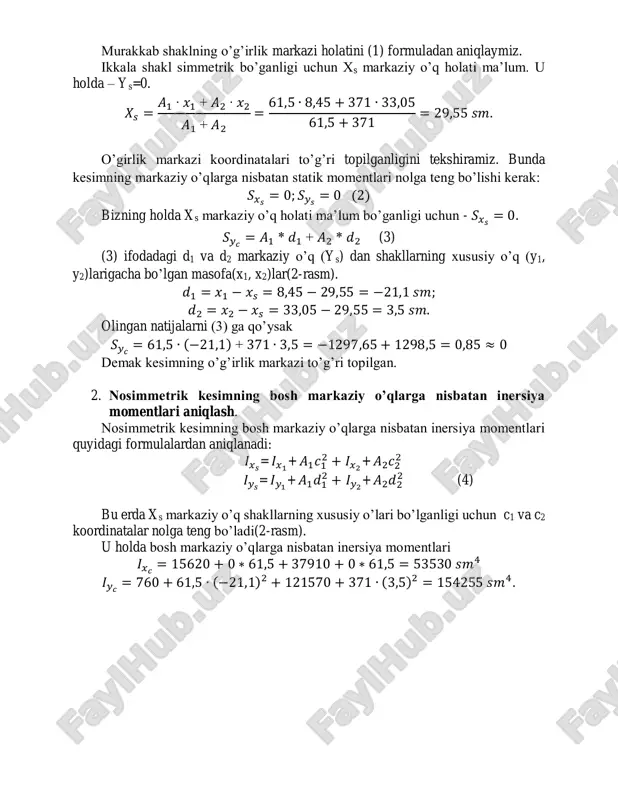 nosimmetrik kesimlarning inersiya momentlari - Page 3