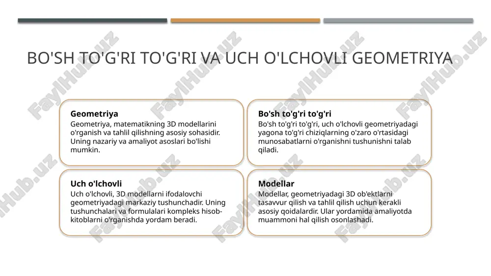 ifodasi 1 koordinatalar sistemasi koordinatalar sistemasi, matematik jihatlarda, tekislikning joylashishi va ifodalashidagi asosiy qo'llaniladigan koordinatlar tizimi hisoblanadi. 2 tekislikning koordinatalar sistemasida ifodasi tekislikning koordinatalar sistemasida ifodasi, uch o'lchovli geometriyada tekislikning joylashuvi, yo'nalishi va kesishuvini ifodalaydi. 3 koordinatalar sistemasidagi tekislikning qo'llanilishi koordinatalar sistemasidagi tekislikning qo'llanilishi, geometriyada, mühendislikda va kompyuter grafikasida tekislikning amaliyoti va nazariy savollari yechishda muhim ahamiyatga ega. 4 koordinatalar sistemasidagi tekislikning grafik tahlili koordinatalar sistemasidagi tekislikning grafik tahlili, tekislikning koordinatalar sistemasida ifodasi bo'yicha grafik jihatlarni tushuntiradi va tahlil qiladi. geometriyada tekislikning grafik jihatlari tekislikning grafik jihatlari grafik jihatlar, tekislikning ko'rsatkichlari va o'ziga xos xususiyatlari haqida ma'lumot beradi. uch o'lchovli modellarda tekislikning grafik jihatlari muhimdir. koordinatalar sistemasida tasvir koordinatalar sistemasi orqali tekislikning grafik jihatlarini tasvirlash, koordinatalar orqali tekislikning joylashishini tushuntirish uchun qulaydir. geometriyaviy tushunchalar grafik jihatlar geometriyaviy tushunchalarni o'rganishga yordam beradi. tekislikning grafik jihatlarining tushunchasi, hisoblanishi va qo'llanilishi haqida tushuncha beriladi. tekislikning muhimlik va amaliyotda qo'llanilishi tekislikning muhimligi matematikada va …