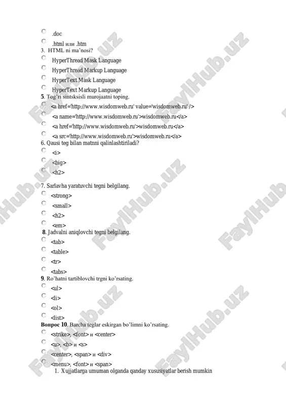 web sahifani ishlab chiqarishda sahifa strukturasi, dizayn, matn, jadval,grafik obektlarini joylashtirish va animatsiya biriktirish - Page 3