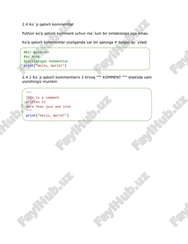 python sintaksisi, pythonda komment (izox) yozish - Page 3