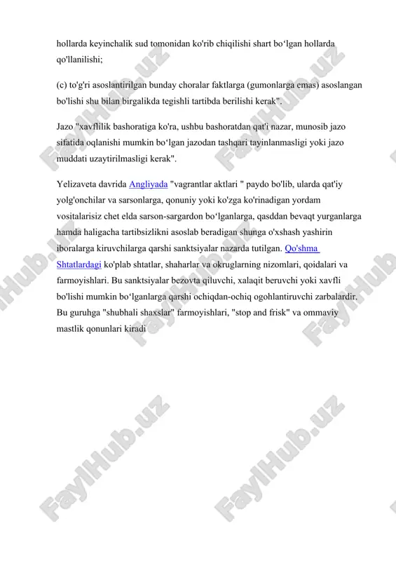 tilishi to’grisida” gi farmon, “aholi va hududlarni tabiiy va texnogen xususiyatli favqulodda vaziyatlardan muhofaza qilish to’grisida”gi, “fuqaro muhofazasi to’grisida”gi qonunlar, “o’zbekiston respublikasi favqulodda vaziyatlar vazirligining faoliyatini tashkil etish masalalari to’grisida”gi, “o’zbekiston respublikasida favqulodda vaziyatlarni oldini olish va harakat qilish davlat tizimi to’grisida”gi, “texnogen, tabiiy va ekologik tus-dagi favqulodda vaziyatlarning tasnifi to’grisida”gi, “toshqin, sel va qo’chki hodisalari bilan bogliq bo’lgan halokatli oqibatlarning oldini olish hamda ularni bartaraf etish chora-tadbirlari to’grisida”gi qarorlar shular jumlasidandir. tabiiy, texnogen va ekologik favqulodda vaziyatlar to’grisidagi bilimlar, ya'ni tasnifi, har xil turini kelib chiqish sabablari va oldini olish tadbirlari, ularni sodir bo’lishiga yo’l qo’ymaslik choralarini, sodir bo’lganda to’xtatish usullarini qay tarzda amalga oshirishni, qanday harakatlanishi va odam o’zini va yon atrofdagilarni himoya qilish qoidalarini o’rganishga xizmat qiladi. tabiiy tusdagi fvlar to’grisidagi malumotlar ularni bashorat qilish o’z vaqtida qanday oldini olish, qay usulda himoyalanish tadbirlarni ishlab chiqishga beihtiyor chorlaydi. ijtimoiy xarakterdagi xavfvlar terrorizm zo’rlik, zo’ravonlik degan ma'noni anglatadi. …