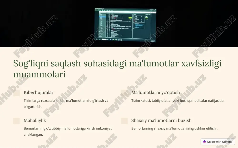 shirish uchun kompyuterlar va tarmoq. 2 moliyaviy resurslar tizimni ishga tushirish va saqlash uchun moliyaviy sarmoyalar. 3 kadro blokchain texnologiyasini ishlab chiqish va qo'llab-quvvatlash uchun mutaxassislar. 4 ta'lim tibbiy xodimlar va bemorlar uchun blokchain texnologiyasi haqida bilimlarni oshirish. https://gamma.app/?utm_source=made-with-gamma