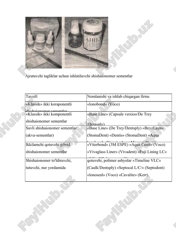 shishaionomer sementlar.tarkibi, xususiyatlari - Page 3