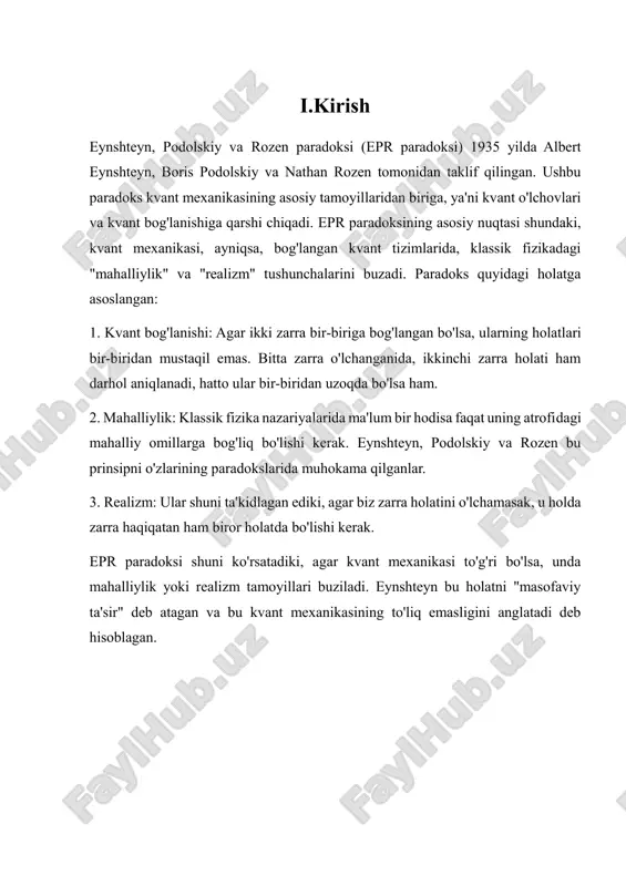 munozaralari ushbu maqolaga asos bo'lgan va maqola amerika ilmiy jurnali physical reviewda uchala muallifning imzosi bilan chiqdi. ushbu maqolada birinchi marta keltirilgan kvant mexanika haqida o'ylab ko'rilgan tajriba, keyinchalik "epr paradoksi" nomini oldi va bu kvant mexanikasining tushunilishi va talqin qilishida muhim rol o'ynadi. u "fundamentals of electrodynamics" monografiyasining (1969) ham muallifi bo'lib, bu kitobni kaiser s. kunz bilan birgalikda yozgan. nathan rosen (22 mart 1909, bruklin, nyu- york — 18 dekabr 1995, xayfa, isroil) — amerikalik va isroillik nazariy fizik. u eynshteyn - podol'skiy - rozen paradoksining "uchlik" a'zosi sifatida tanilgan bo'lib, albert eynshteyn bilan umumiy nisbiylik nazariyasi, kvant mexanikasi va kosmologiya bo'yicha ba'zi masalalar bo'yicha hamkorlik qilgan. ilmiy faoliyatining boshida, 1934-1936 yillarda, u prinstondagi yuqori tadqiqotlar institutida a. eynshteynning assistenti bo'lib ishlagan. albert eynshteyn bilan hamkorlik qilgan, kvant mexanikasini asoslash va umumiy nisbiylik nazariyasida jismlarning o'zaro ta'siri masalalari bilan shug'ullangan. xususan, u eynshteyn- podol'skiy-rozen paradoksining yaratuvchisi va "uchinchi …
