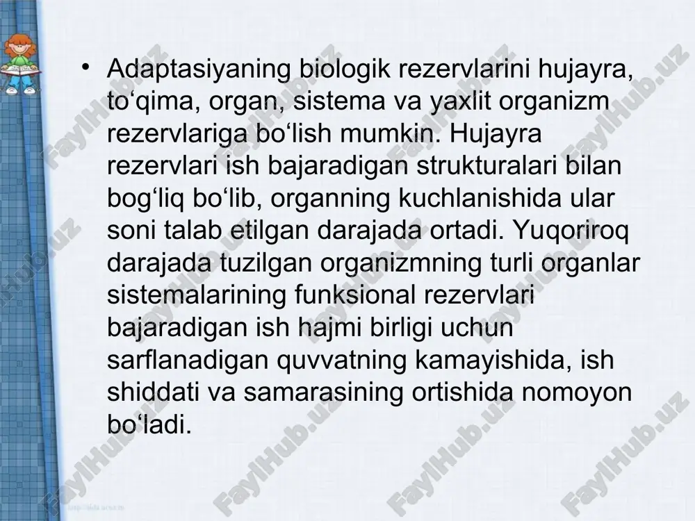 mazkur bo‘limda turli yosh davrlaridagi o‘quvchilarga ushbu qo‘llanmaning bundan oldingi bo‘limlarida bayon qilingan xususiyatlarini nazarda tutgan holda, jismoniy tarbiya va sport bilan shug‘ullanishlari bo‘yicha tavsiyanomalar taqdim qilinadi. kichik yoshdagi maktab o‘quvchilari uchun jismoniy tarbiyaning asosiy vazifalari: - salomatlikni mustahkamlash va me'yoriy jismoniy rivojlanishga ko‘maklashish; boshlang‘ich maktabda birinchi jismoniy tarbiya darslaridan boshlaboq, umumiy chidamlilikni rivojlantirishga alohida e'tibor qaratish taklif etiladi. bu o‘rinda asosan bir maromdagi sur'atda sekinlashgan yugurishdan foydalanish tavsiya qilinadi. 4-sinfdan boshlab bir qator o‘zgacha uslublar qo‘llaniladi – masofa tobora kamaytiriladi va tegishli ravishda tezkorlik oshirib boriladi, bu o‘rinda yurak qisqarishlarining chastotasi (yuqch) daqiqasiga 170-185 zarbalar doirasida saqlanib turadi. dam olish uchun 45-90 soniya ajratish tavsiya etiladi. kam jadallik talab qiladigan mashq¬larni bajarishda ularning davomiyligini asta-sekin oshirib borish orqali, 11-12 yosh¬dagi bolalarda yugurish tayyorgarligi hajmini haftasiga 14 km.gacha yetkazish mumkin. shuningdek, 1 km.dan to 1,5 km.gacha yurish va yugurish ham chidamlilikni rivojlantiradi. bu o‘rinda dam olish uchun dinamik va bo‘shashishga …