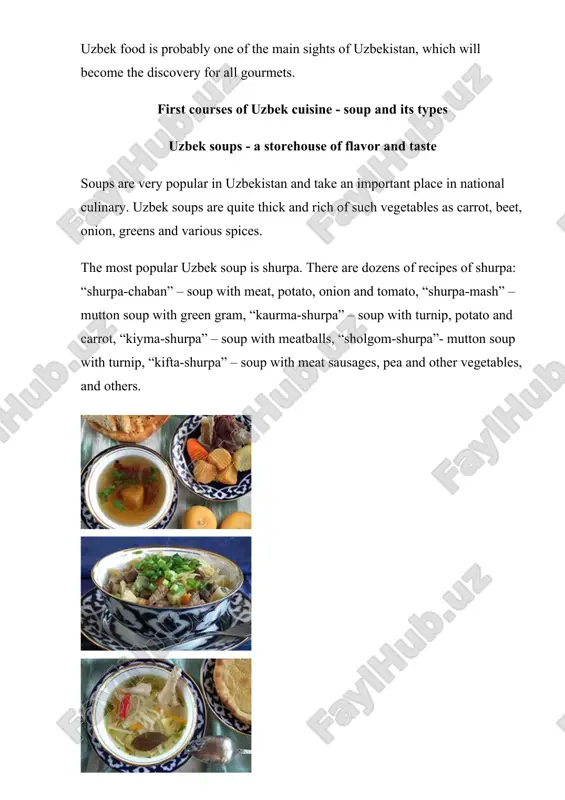 pilaf - khan of uzbek dastarkhan plov is the symbol of uzbek food. it is prepared in every uzbekistan family, whether uzbek, russian, tatar of korean. uzbek plov is the part of mentality of uzbekistan people. traditionally plov is cooked by men. there are over a thousand of recipes of cooking uzbek plov with various ingredients and even there are some cook books dedicated only to this dish. in various regions of uzbekistan, people have their own recipes of uzbek plov preparation. for instance, bukharan people prepare plov with green gram. samarkand plov is light, fergana plov is brown on the contrary. in samarkand people put meat, carrot, rice in layers and steam it. in tashkent plov all ingredients are roasted at the beginning. commonly uzbek plov is cooked with rice, fresh mutton or beef, yellow or red carrot, onions and vegetable oil. traditionally, uzbek plov is prepared in a …