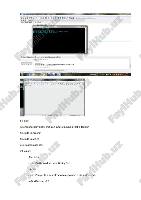 c++ dan masalalar va konsol oynada javoblari - Page 3