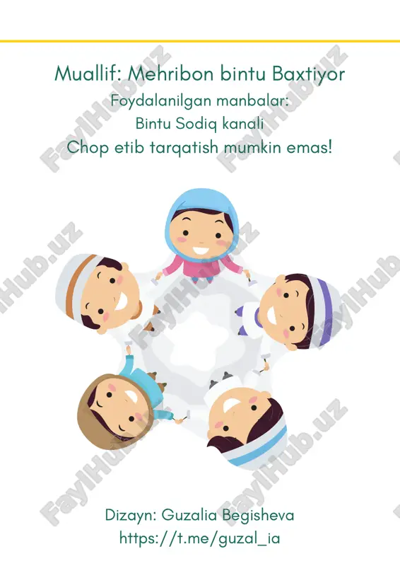 i نوََيْتُ أنَْ أصَُومَ صَوْمَ شَهْرَ رَمَضَانَ مِنَ الفَْجْرِ إِلىَ المَْغْربِِ، خاَلصًِا للِهِ تعََالىَ ألَلهُ أكَْبَرُ navaytu an asuvma sovma shahro ramazona minal fajri ilal mag‘ribi, xolisan lillahi ta'aalaa, allohu akbar. ma'nosi: ramazon oyining ro‘zasini subhdan to kun botguncha tutmoqni niyat qildim. xolis alloh uchun alloh buyukdir. tayyorlagan darslarim bandalariga ro'za tutmoqni farz qilgan alloh taologa cheksiz hamdu sanolar bo'lsin! ummatlariga mehr ko‘rsatib ro‘za tutmoqni barcha qoidalarini o‘rgatib ketgan payg‘ambarimiz muhammad mustafo salollohu alayhi vassallamga salovotu salomlar bo‘lsin! ro‘za lug‘atda – siyom deb atalib, o‘zini bir narsadan tiyishni bildiradi. shariat istilohida esa: “tong otgandan to quyosh botgunicha niyat bilan ro‘zani buzuvchi narsalardan o‘zini tiyishdir” shom kirgach bugun bir kun roʼza tutgan boʼlsangiz katakning barchasini oʼzingizga yoqqan rangda boʼyab qoʼyasiz. agar yarim kun roʼza tutsangiz ikkita katakni boʼyaysiz assalomu alaykum, hurmatli tengdoshlar! bandalarining har ikki dunyo saodatini ko‘zlab, ro‘zani islomning farz ibodatlaridan qilgan alloh taologa hamdu sanolar bo‘lsin! 1 - ramazon …