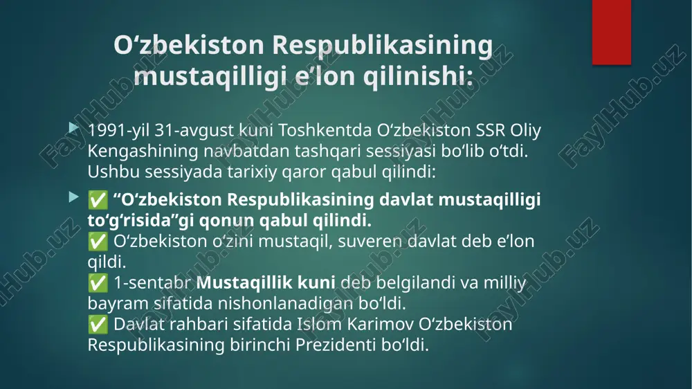 mustaqil o`zbekiston respublikasining tashkil topishi va uning tarixiy ahamyati - Page 3