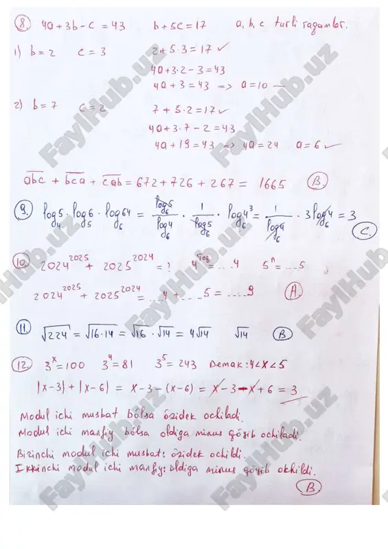 matematikadan takrorlash testi yechimlari - Page 3