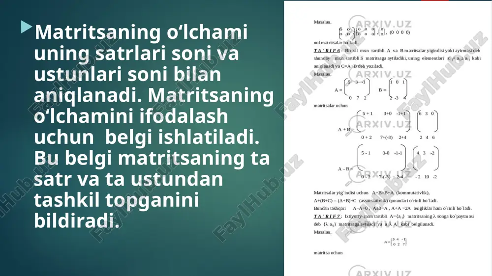 matritsalar ustidagi amallarning xossalarini isbotlash - Page 3