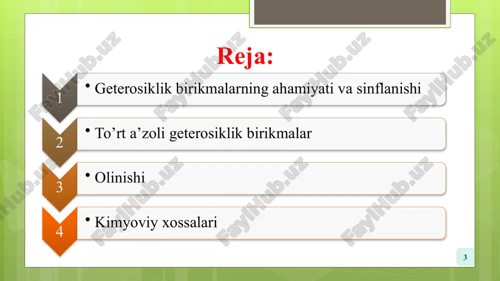 to’rt a'zoli geterosiklik birikmalar - Page 3