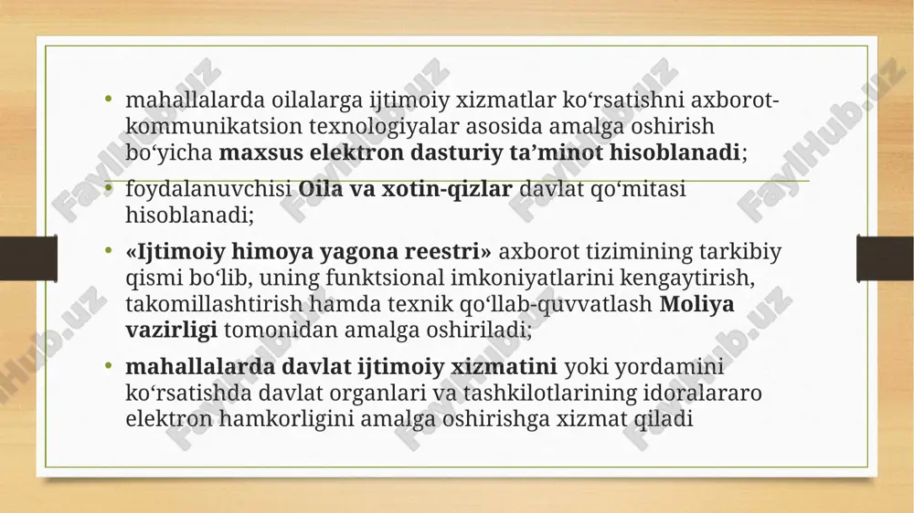 oriy yil boshidan ushbu daftarga kirish uchun 360 436 ta onlayn murojaat kelib tushgan. shundan ijtimoiy himoyaga muhtoj yoshlarning 340 440 nafari “yoshlar daftari”ga kiritilib, 243 591 nafariga amaliy yordam ko‘rsatildi. ishsiz va ijtimoiy himoyaga muhtoj 14 187 nafar yoshlarga 36,2 mlrd. so‘mlik asbob-uskuna va mehnat qurollari ajratilib, o‘z hududlarida doimiy ish bilan ta’minlandi. ijtimoiy himoyaga muhtoj 40 mingdan ortiq yoshlarga 107,4 mlrd. so‘m miqdorda to‘lov-shartnoma xarajatlari qoplab berilib, ta’limni davom ettirish imkoniyati yaratildi. davolanishga ehtiyoji mavjud 26 519 nafar yoshlarga xorij va yurtimizdagi shifoxonalarda davolanishlari va zaruriy dori-darmonlari xaridi uchun 26,2 mlrd. so‘m sarflandi. doimiy ish o‘rniga ega bo‘lmagan 6 438 nafar yoshlarga esa 28,5 mlrd. so‘m miqdorda harbiy xizmat badali qoplab berilib, bandligi ta’minlandi. bular hali hammasi emas. kam ta’minlangan, nogironligi bo‘lgan va og‘ir hayotiy vaziyatdagi 18 838 nafar yoshlarga 22,8 mlrd. so‘m miqdorda zaruriy moliyaviy ko‘mak ko‘rsatildi va qariyib 19 ming nafar yoshlarning ijtimoiy ahvoli yaxshilanishiga erishildi. …
