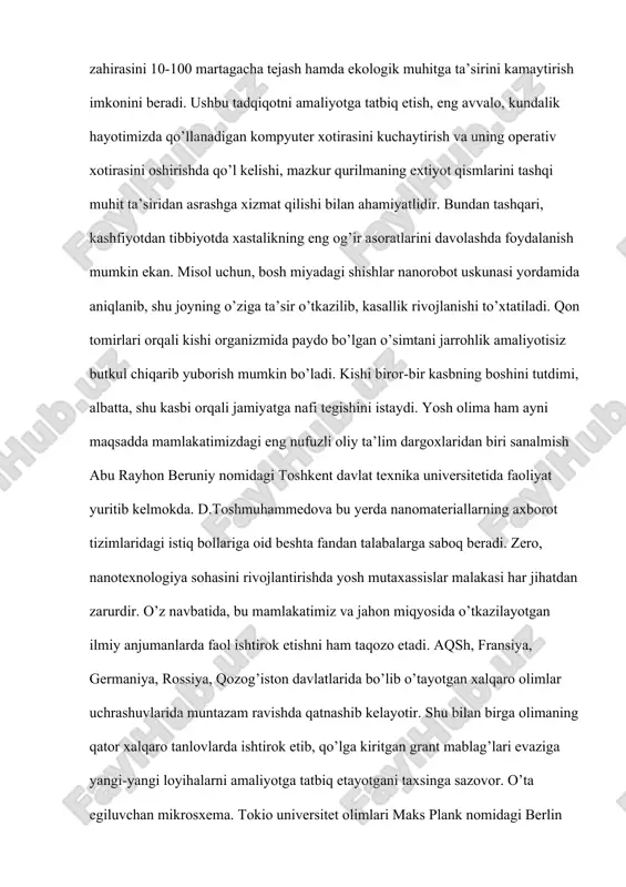 krosxemaning qalinligi 2 nanometrga teng. e’tiborlisi, ushbu mikrochip organik moddalardan tayyorlangan. ilmiy yangilikni ishlab chiqishda esa asosiy material sifatida qalinligi 12 mikrometrga teng poliamid qatlamdan foydalanilgan. umuman, mikrosxema 26 mikrometr qalinlikda bo’lib, uni 0,1 millimetr radiusida egish mumkin. ishlanma mualliflarining gaplariga qaraganda, yangi turdagi mikrosxemaning qo’llanish sohasi juda keng. u egiluvchan displey (ekran) va tibbiy jihozlarni yaratishda ayniqsa qo’l keladi. o’ta o’tkazuvchanlik xossasi. uning kashf etilganiga 100 yil to’ldi. fizikada ulkan kuch — atom energiyasi ixtiro qilinganidan so’ng ilm-fan va texnika tarakqiyotida sezilarli o’sish kuzatila boshlandi. negaki, shu davrdan keyin fizikaga e’tibor kuchayib, insoniyat fanga global muammolarni hal etishdagi asosiy manbalardan biri sifatida qarashni o’rgandi. bu jarayon fizik olimlarni yanada ruxdantirib, ular tomonidan bir qator olmashumul ixtirolar yaratilishiga turtki bo’ldi. mazkur kashfiyotlardan biri — yuqori xaroratdagi o’ta o’tkazuvchanlik hodisasining aniqlanganiga ham bir asr to’ldi. shu o’rinda savol tug’iladi: mazkur kashfiyotning asl ma’nosi, mazmunmohiyati nimadan iborat edi? fizik olimlarning izohlashicha, bunda, …
